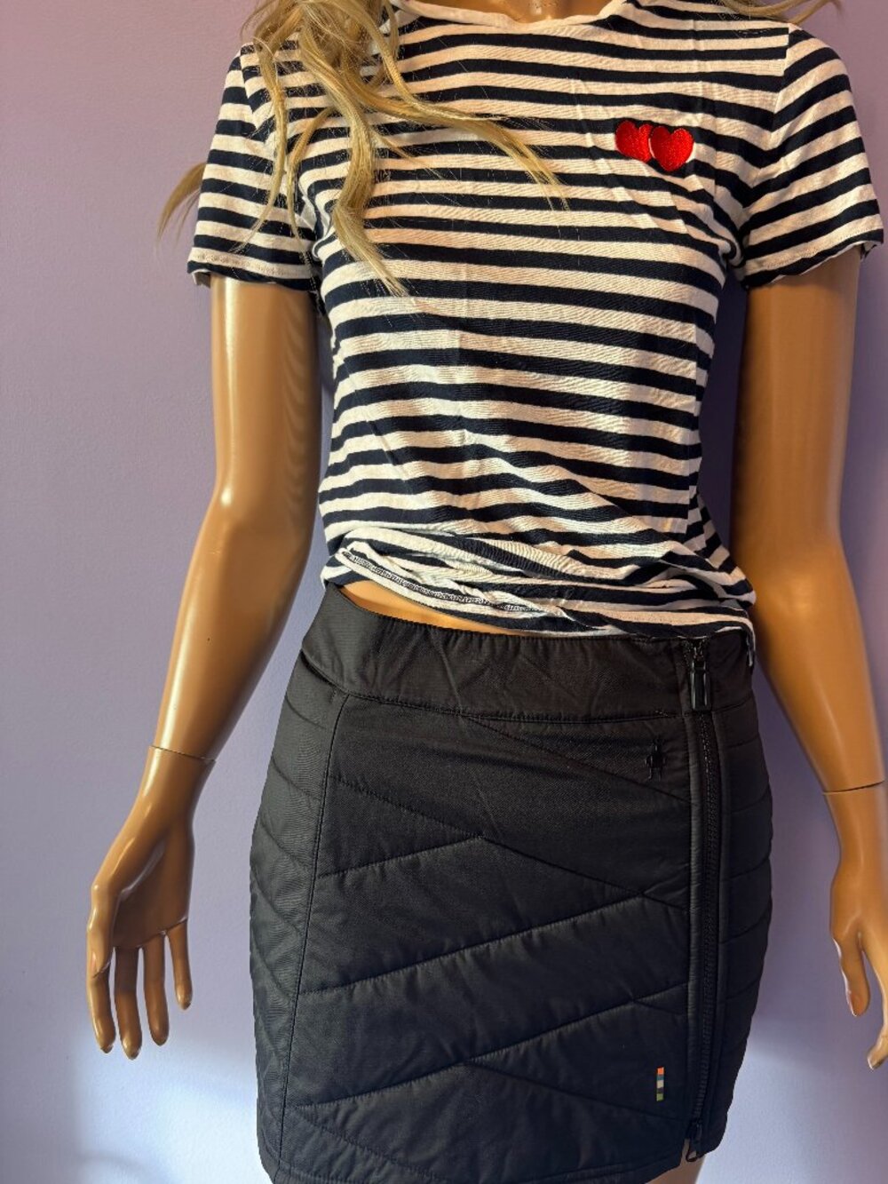 SMARTWOOL SMARTLOFT QUILTED BLACK ZIP MINI SKIRT NWT SIZE XS